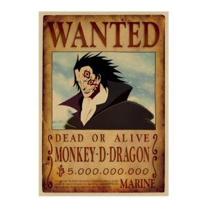Affiche Wanted Monkey D. Dragon One Piece, avis de recherche sur papier Kraft