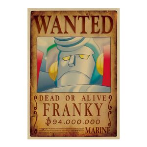 Affiche Wanted de Franky, charpentier des Pirates au Chapeau de Paille, 94 millions Berrys, One Piece