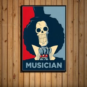 Affiche du musicien Brook en costume de l'équipage au Chapeau de Paille
