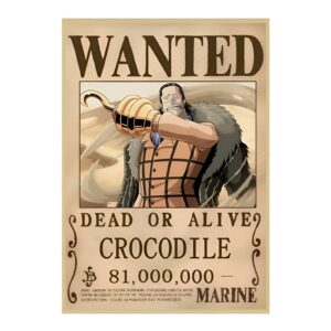 Affiche wanted de Crocodile, Seigneur des Sables et Shichibukai de One Piece