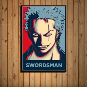 Roronoa Zoro bretteur épée affiche One Piece style manga