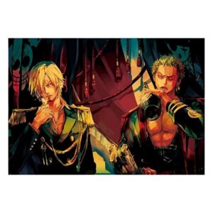 Affiche One Piece montrant Roronoa Zoro et Sanji, deux personnages clés de l'équipage Mugiwara