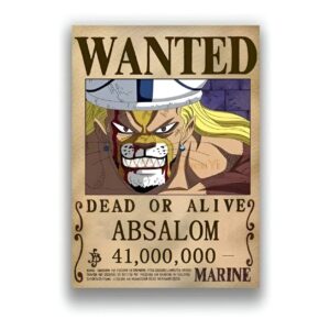 Affiche avis de recherche Absalom Thriller Bark One Piece, commandant pirate invisible, papier qualité