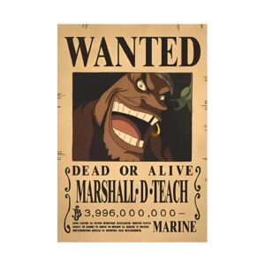 Affiche Wanted Marshall D Teach Barbe Noire Empereur papier Kraft One Piece