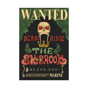 Affiche Wanted Brook Soul King musicien Mugiwara papier Kraft 42x28.5 cm