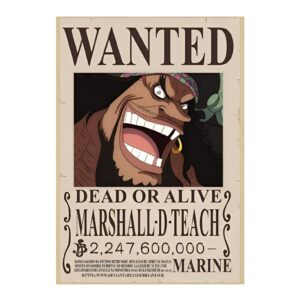 Affiche Wanted de Marshall D. Teach Barbe Noire, avis de recherche Yonko One Piece