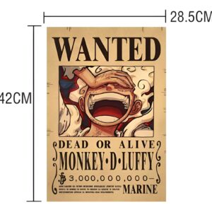 Affiche Wanted Monkey D Luffy One Piece papier Kraft