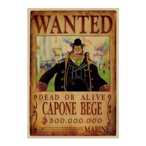 Poster Wanted de Bege Capone, capitaine des Fire Tank Pirates et allié dans l'arc Whole Cake Island One Piece