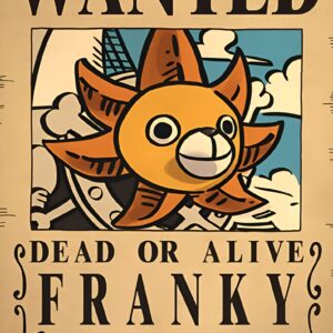 Affiche Wanted Franky One Piece papier Kraft 42x28.5 cm
