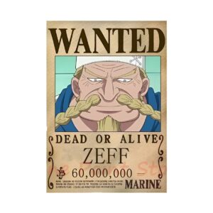 Poster Avis Recherche de Zeff avec prime 60M Berrys, style authentique One Piece