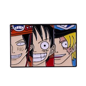 Badge One Piece Luffy Ace Sabo en metal trio des freres jures
