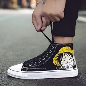 Baskets montantes Luffy Mugiwara One Piece noir blanc