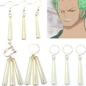 Boucles d'oreilles Roronoa Zoro trois pièces alliage zinc One Piece
