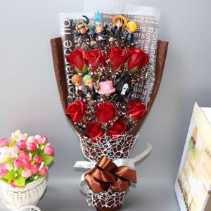 Bouquet décoratif One Piece roses artificielles figurines équipage Mugiwara