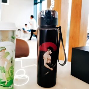 Bouteille One Piece Zoro Lune Rouge 550 ml verre borosilicate avec paille PP