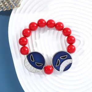 Bracelet Ace Perles Rouges Visages Bleus One Piece