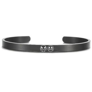 Bracelet en acier inoxydable noir avec motif de Portgas D. Ace des Whitebeard Pirates
