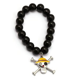 Bracelet Jolly Roger Luffy simili cuir et alliage zinc One Piece