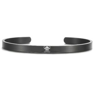 Bracelet acier inoxydable noir tête de mort One Piece