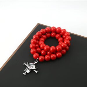 Bracelet perles rouges Barbe Blanche équipage Whitebeard One Piece