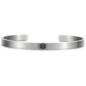 Bracelet en acier inoxydable argente avec sigle des Heart Pirates de Trafalgar Law