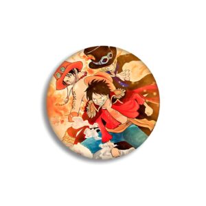 Broche pin's ronde 58 mm Luffy Ace Sabo nakama One Piece