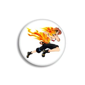 Broche pin's ronde 58 mm Portgas D Ace enflammé One Piece