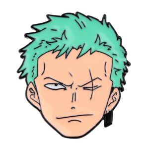 Broche métal tête Roronoa Zoro portrait sabreur One Piece