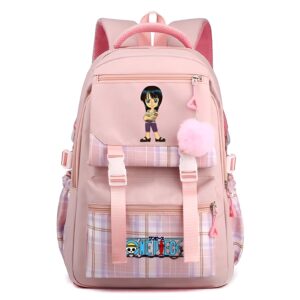 Cartable scolaire rose motif Nico Robin archeologue Mugiwara inspire One Piece