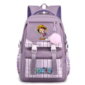 Cartable violet Luffy One Piece enfant scolaire illustration capitaine Mugiwara