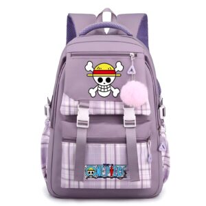 Cartable violet fille One Piece scolaire primaire motif Mugiwara stylise