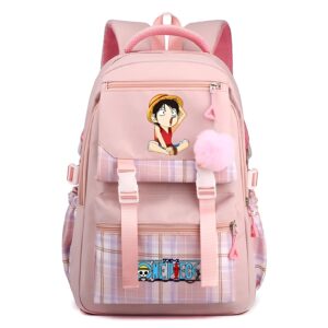 Cartable rose Luffy One Piece ecole primaire eleve fan Mugiwara