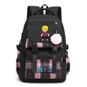 Cartable Sanji cuisinier noir rose fille One Piece Mugiwara écolière