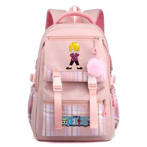 Cartable rose Sanji fille polyester Mugiwara One Piece écolière