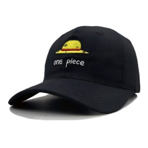 Casquette baseball noir chapeau de paille motif One Piece