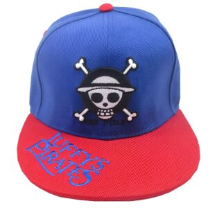 Casquette snapback Luffy avec Jolly Roger brodé, motif One Piece