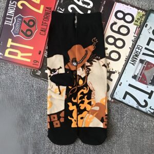 Chaussettes Ace motif flammes inspirées de l'univers One Piece