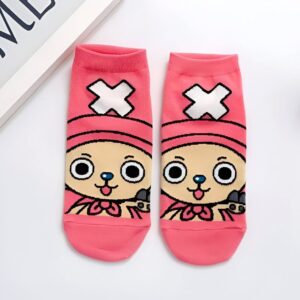 Chaussettes Chopper rose avec motifs inspirés de l'univers One Piece