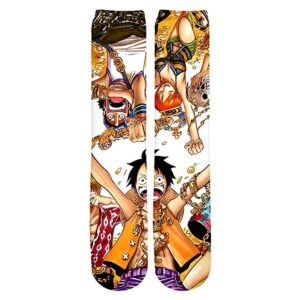 Chaussettes One Piece Mugiwara motifs équipage Luffy Zoro Nami