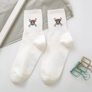 Chaussettes Jolly Roger Mugiwara en coton, lecture sobre One Piece