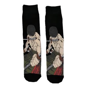Chaussettes One Piece Zoro Roronoa bretteur trois sabres design manga coton-spandex