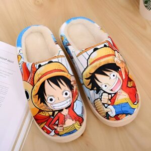Chaussons Luffy One Piece Mugiwara avec design équipage douillet et confortable