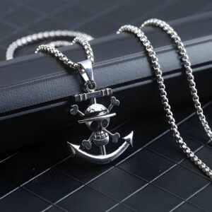 Collier ancre pirate métal résistant style One Piece