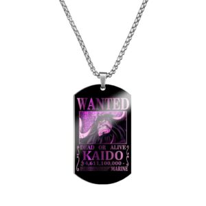 Collier avis de recherche Kaido Roi des Bêtes acier inoxydable One Piece