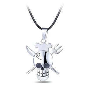 Collier Jolly Roger Sanji en cuir synthétique tressé double couche