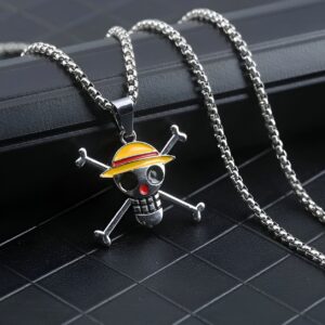 Collier pendentif Jolly Roger Luffy métal One Piece