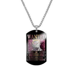 Collier pendentif Wanted Doflamingo lunettes roses acier inoxydable