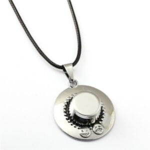Collier métal argenté chapeau Portgas D Ace One Piece