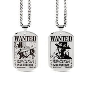 Pendentif avis de recherche Ace acier inoxydable One Piece