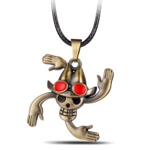 Collier pendentif Jolly Roger Nico Robin en métal et cordon tressé